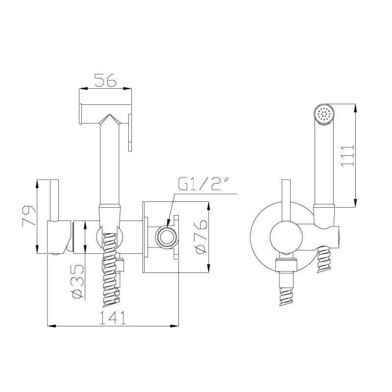 Bidė dušelio komplektas Invena Glamour BP-00-B09-L, aukso sp.