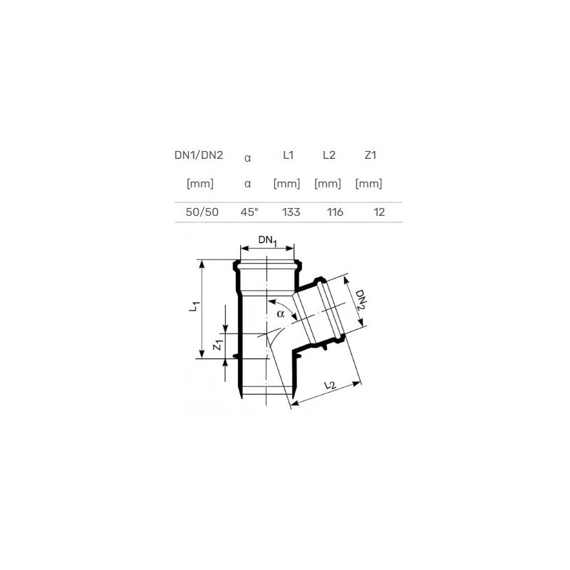 Trejgabals iekšējais d50-50x45 pp