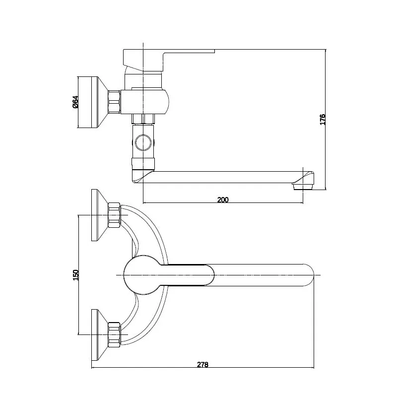 Vannas maisītājs ar dušas komplektu Thema Lux Sun DF3005-1, hroma krās.
