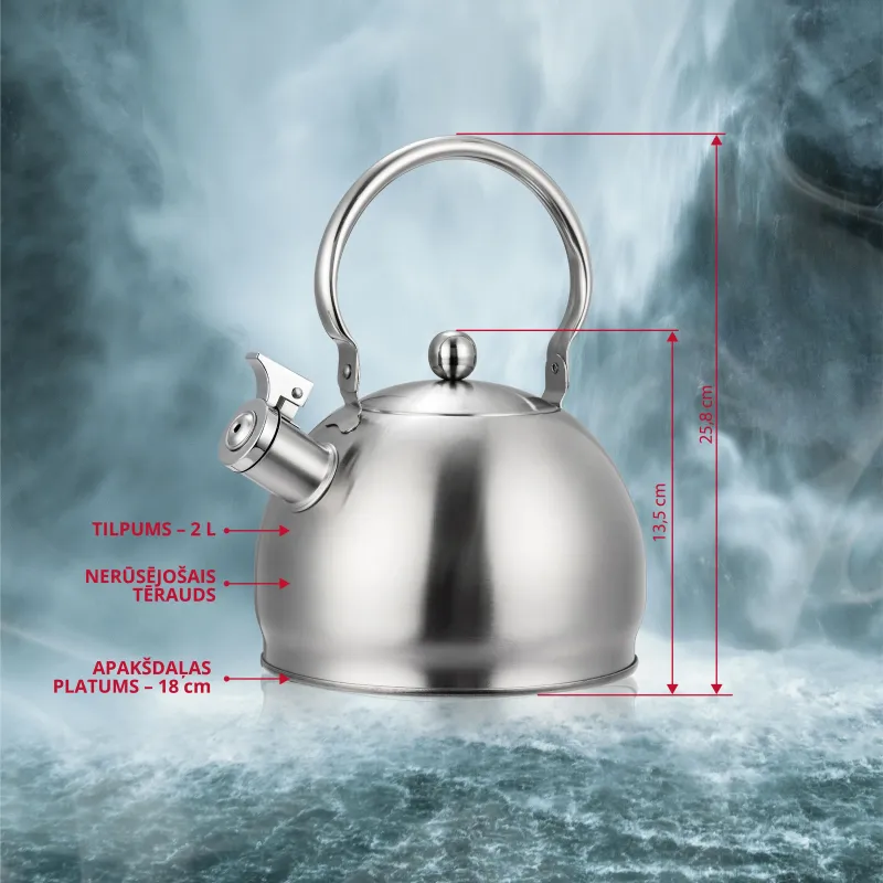 Arbatinukas su švilpuku Domoletti CWY010, 2 l, nerūdijančiojo plieno sp.