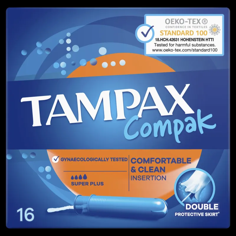 Tampax Compak Super Plus Tamponi Ar Aplikatoru, 16 gab