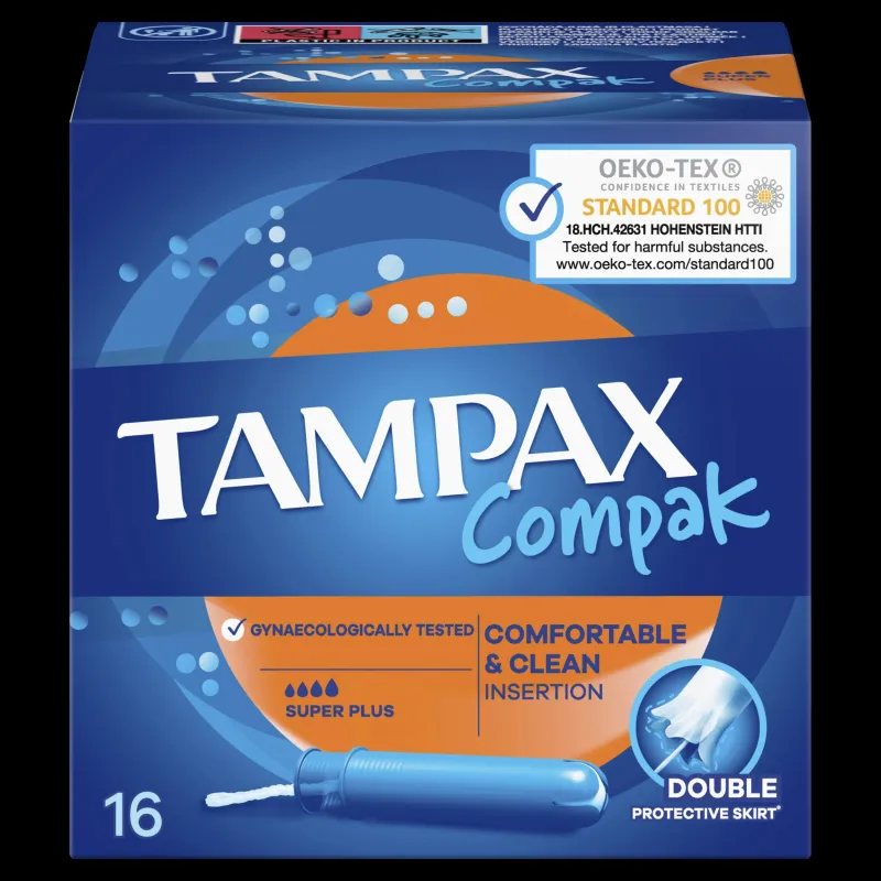 Tampax Compak Super Plus Tamponi Ar Aplikatoru, 16 gab
