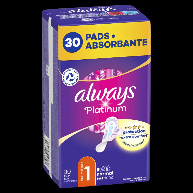 Always Platinum Normal Size 1 Higiēniskās Paketes Ar Spārniņiem, 30 gab