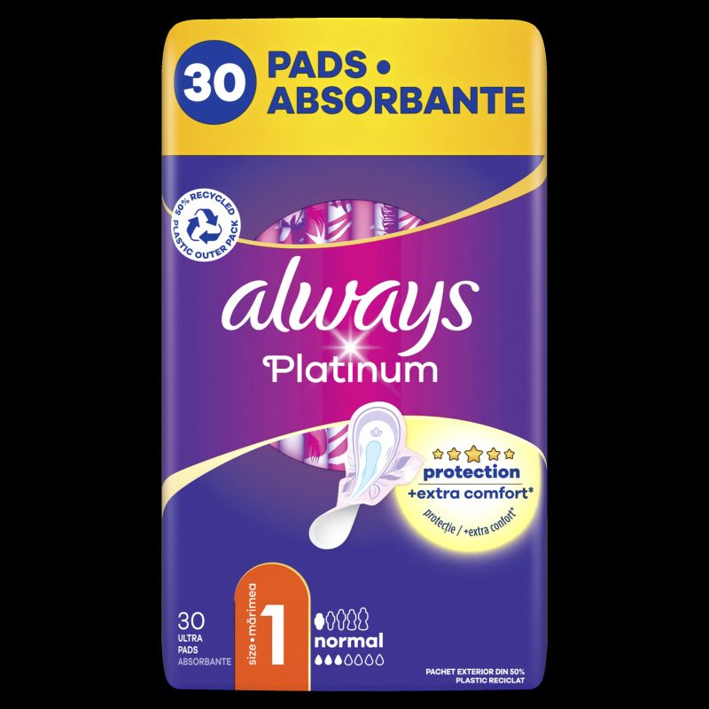 Always Platinum Normal Size 1 Higiēniskās Paketes Ar Spārniņiem, 30 gab