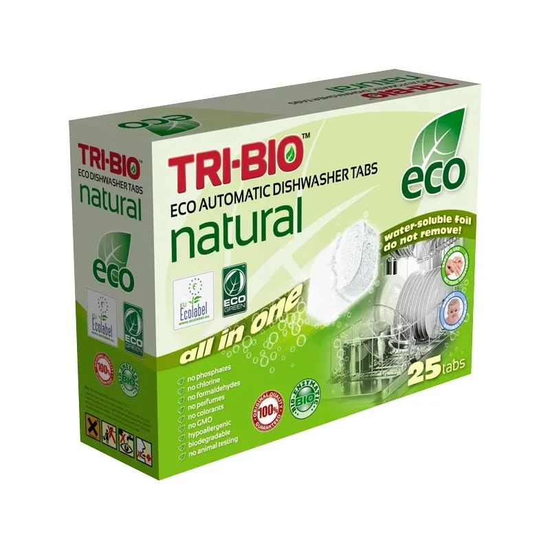 Tabletes trauku mazgājamajai mašīnai Tri-Bio Natural All in One, 25 gab.
