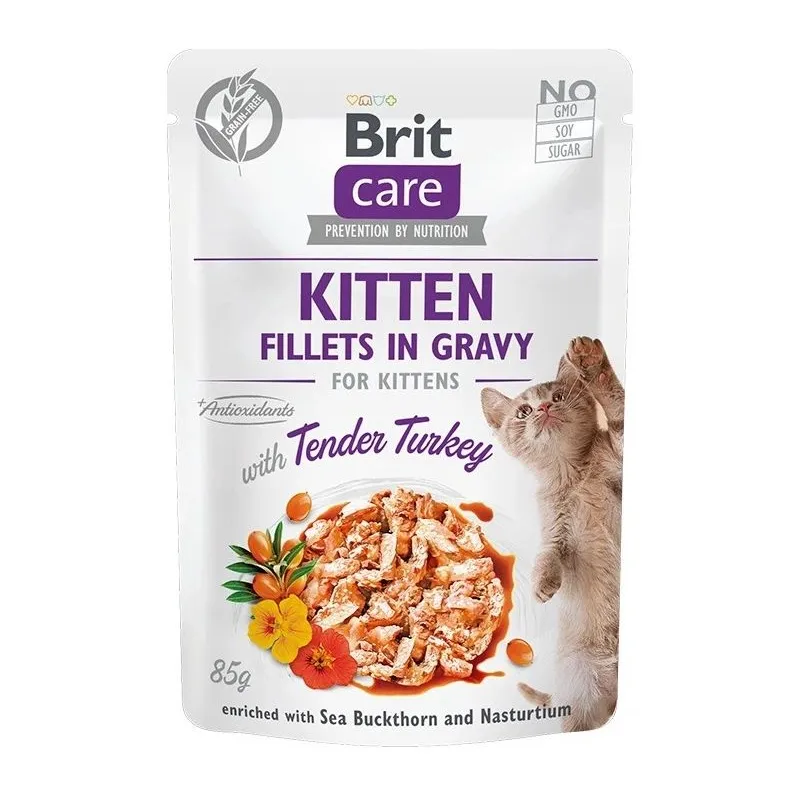 Mitrā kaķu barība Brit Care Kitten Tender Turkey, vistas gaļa-tītara gaļa, 0.085 kg