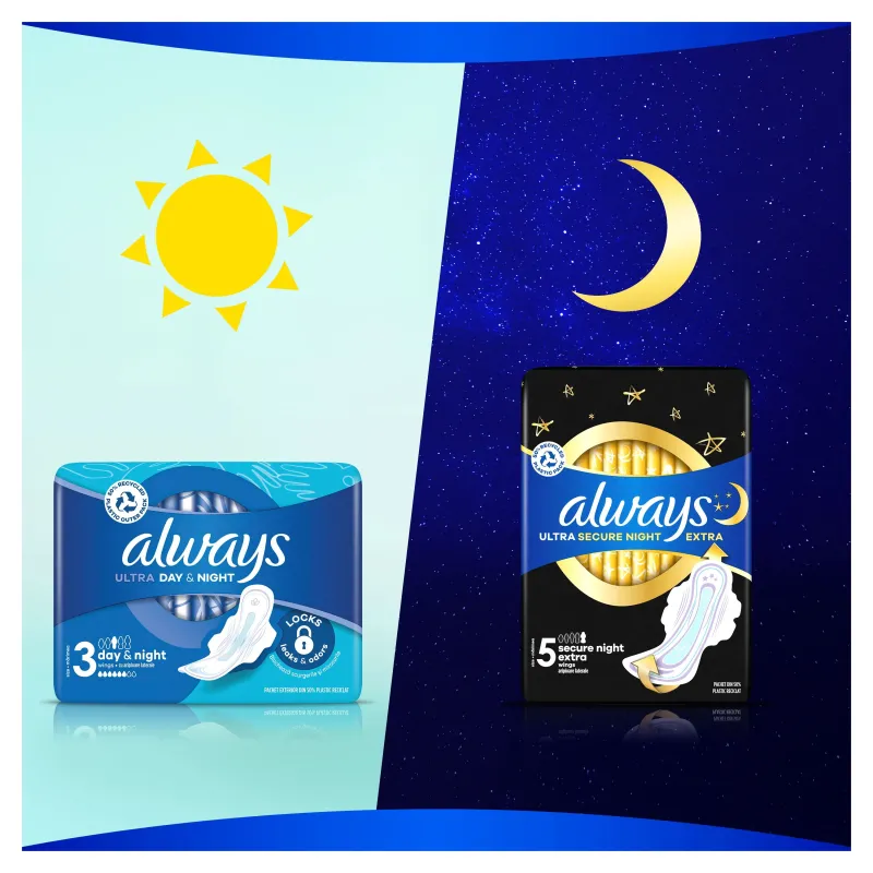 Always Ultra Secure Night Size 4 Higiēniskās Paketes Wings, 36 gab