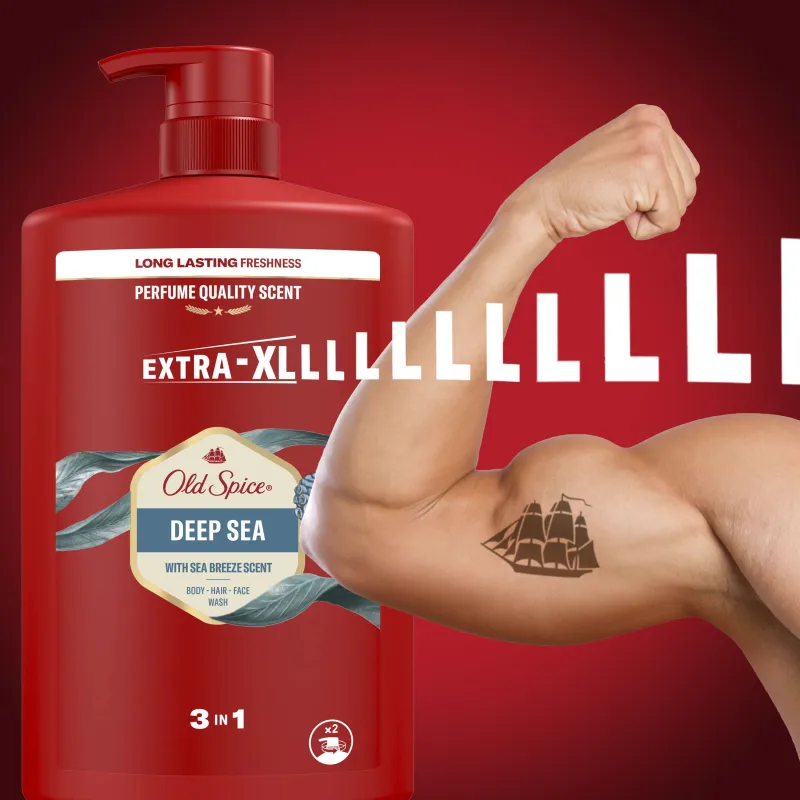 Old Spice Deep Sea Dušo Želė Ir Šampūnas Vyrams, 1000 ml