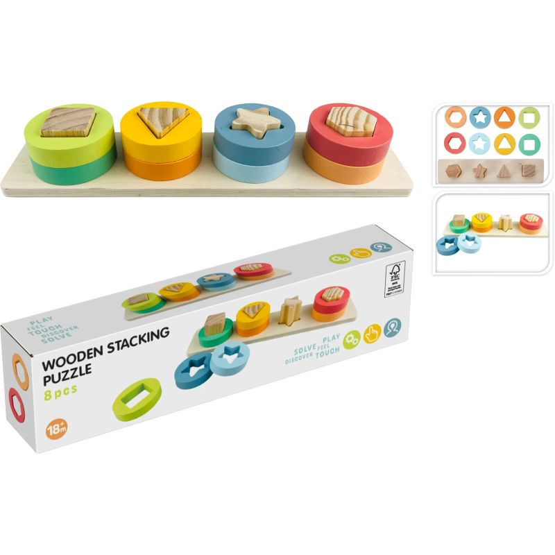 Rotaļlieta koka puzle figūras 8gab