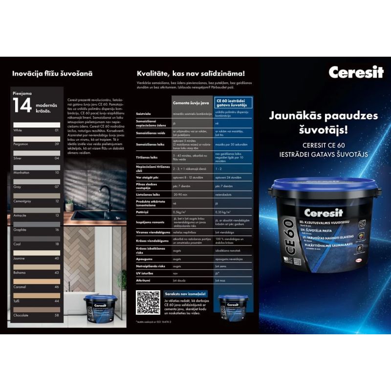 Šuvju pasta ceresit ce 60 toffi 2kg