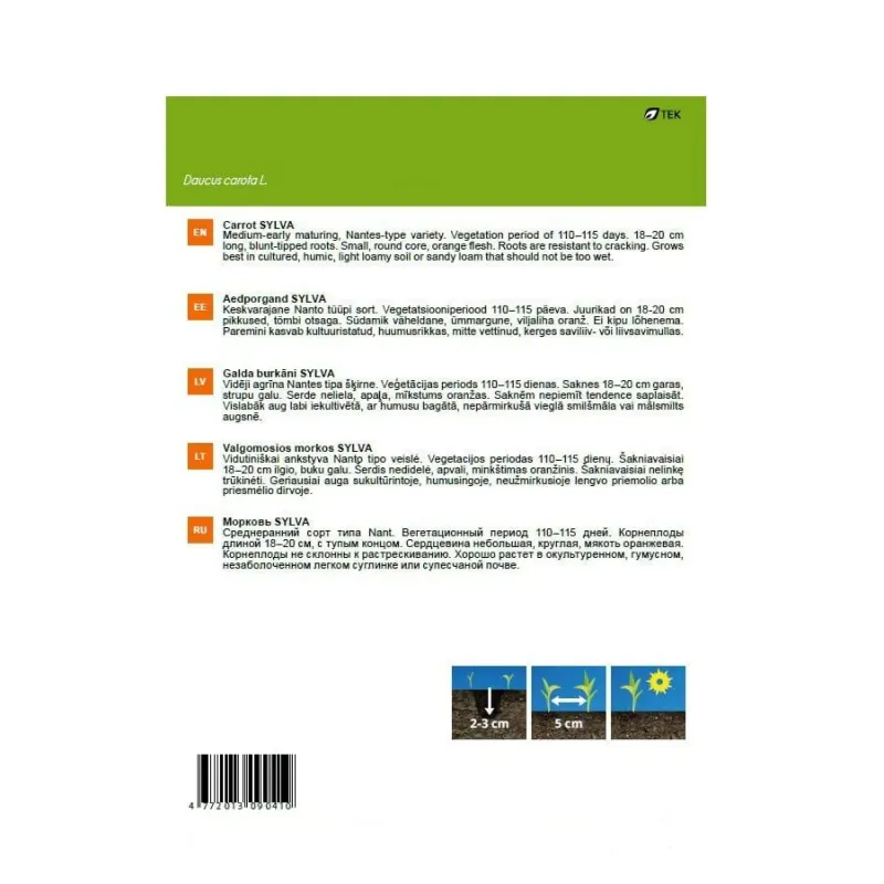 Sēklas Garden Center, burkāns Sylva, 3 g