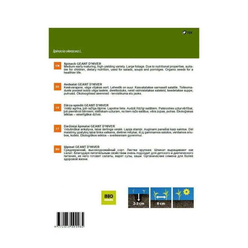 Sēklas Garden Center, spināti GEANT D'HIVER, 2 g