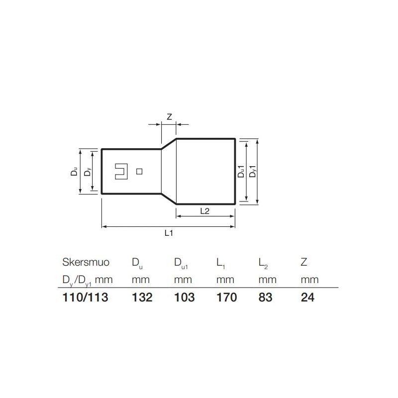 Savienojums drenāžas d113-110 pvc