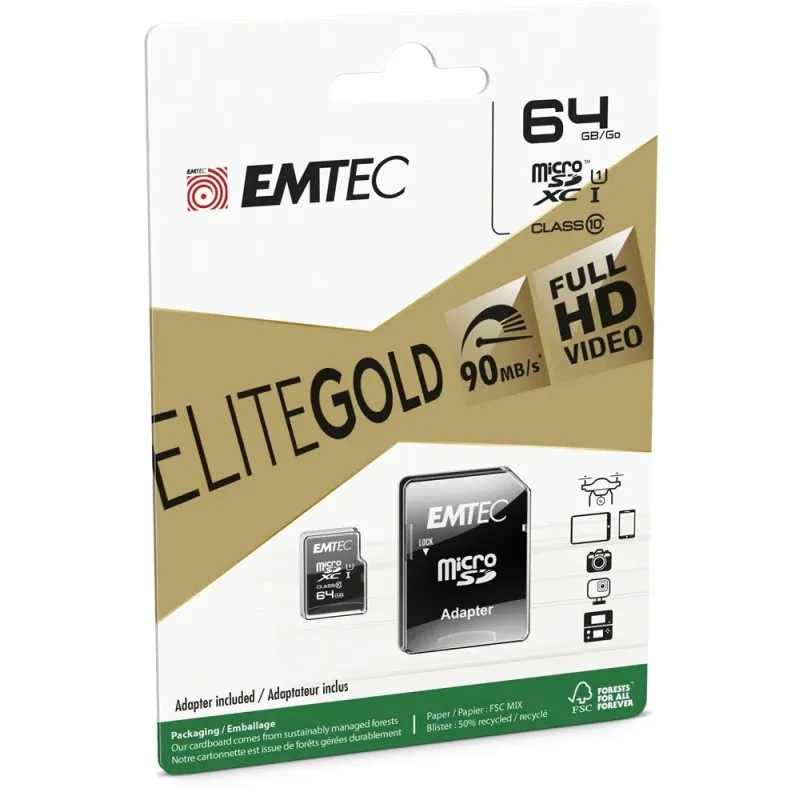Emtec MicroSDXC 64GB UHS-I U1 EliteGold