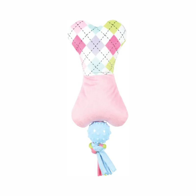Rotaļlieta sunim, plīša manta Zolux Plush Toy Bone, rozā krās.