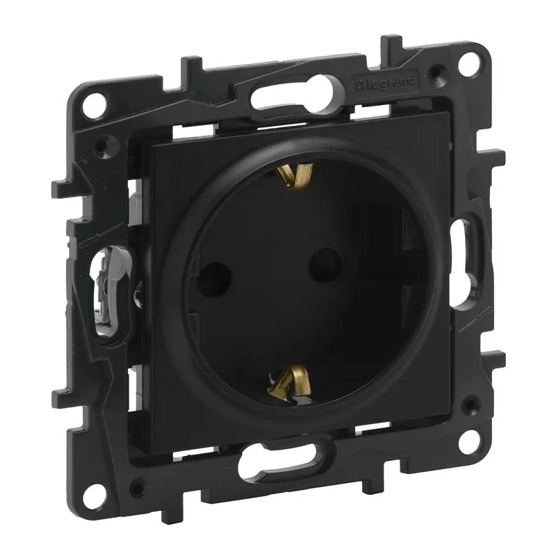 Kontaktligzda Legrand Niloe Step 863520, Iezemēta rozete, melna