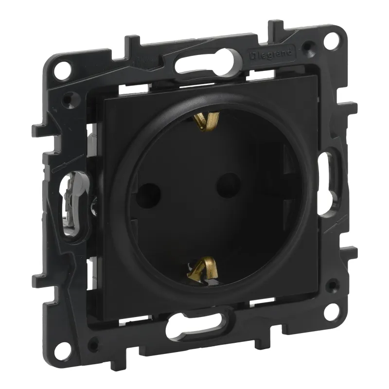 Kontaktligzda Legrand Niloe Step 863520, Iezemēta rozete, melna