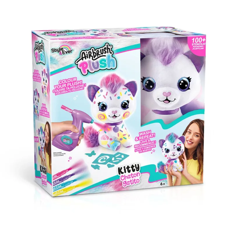 AIRBRUSH PLUSH Plīša DIY komplekts Kaķēns ar aerogrāfu, 25 cm