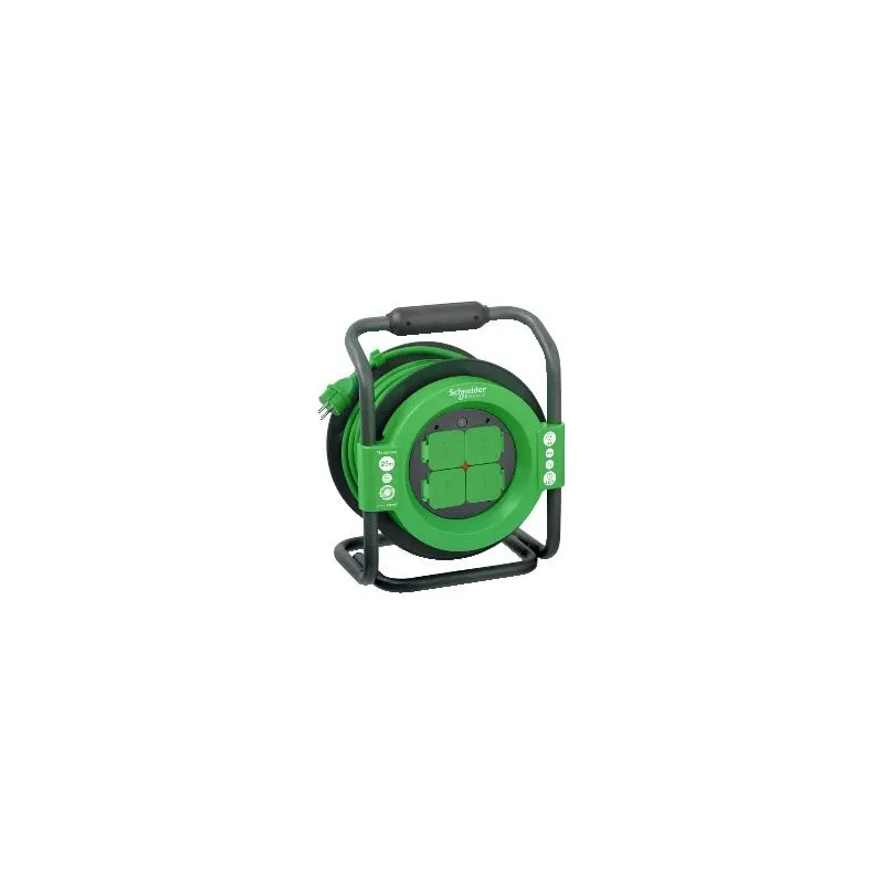 Pagarinātājs ar spoli Schneider Electric, 3 x 1,5 mm², 25 m, IP44, 4 ligzdas