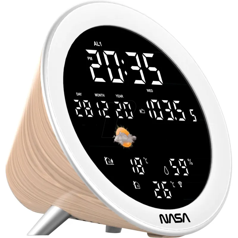 Nasa WSP1700 wood Weather Station-Speaker BT Ship