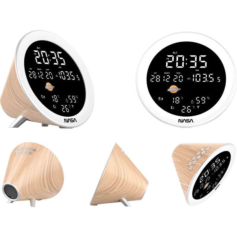 Nasa WSP1700 wood Weather Station-Speaker BT Ship