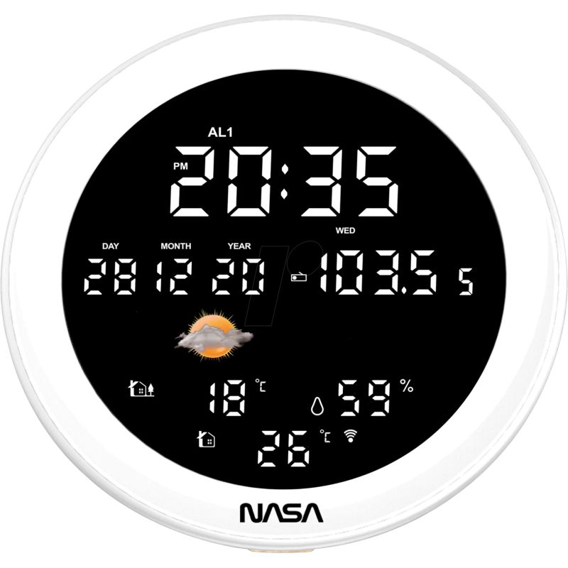 Nasa WSP1700 wood Weather Station-Speaker BT Ship