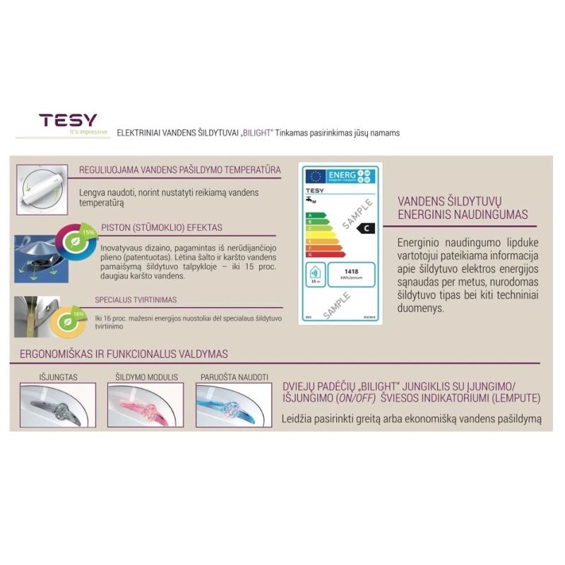 Ūdens sildītājs Tesy BiLight 150, 143 l