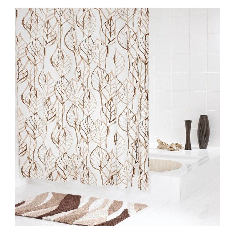Dušas aizkars Ridder Leaves 32618, brūna-smilškrāsas, 200 cm x 180 cm