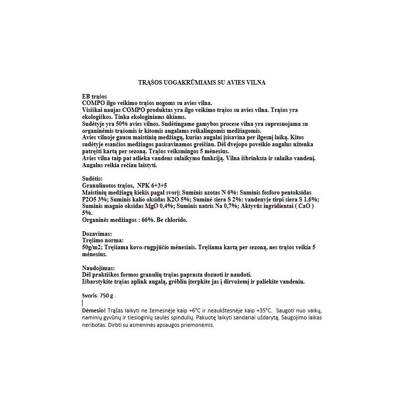 Mēslojums bio ilgied.ogām ar vilnu 750g