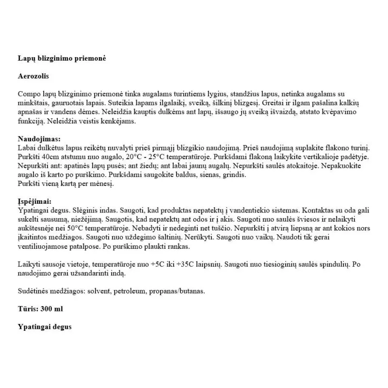 Lapu spīdums Compo, 0.3 l