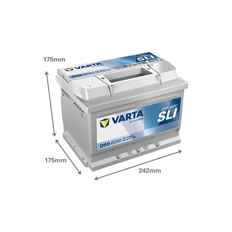 Akumulators Varta SLI D59, 12 V, 60 Ah, 540 A