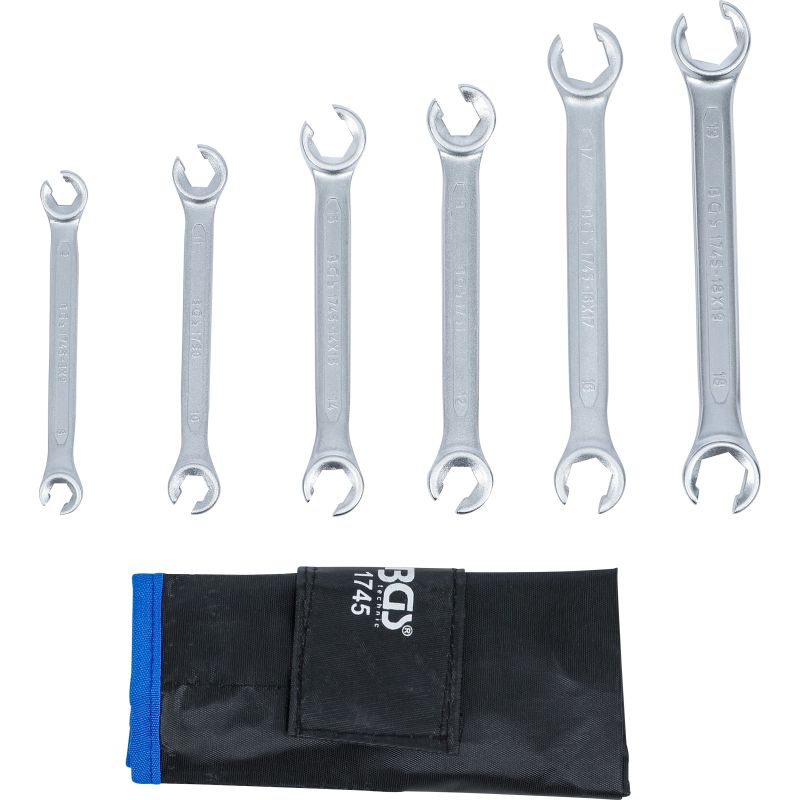 Double Ring Spanner Set, open Type - 8 x 9 - 18 x 19 mm - 6 pcs.