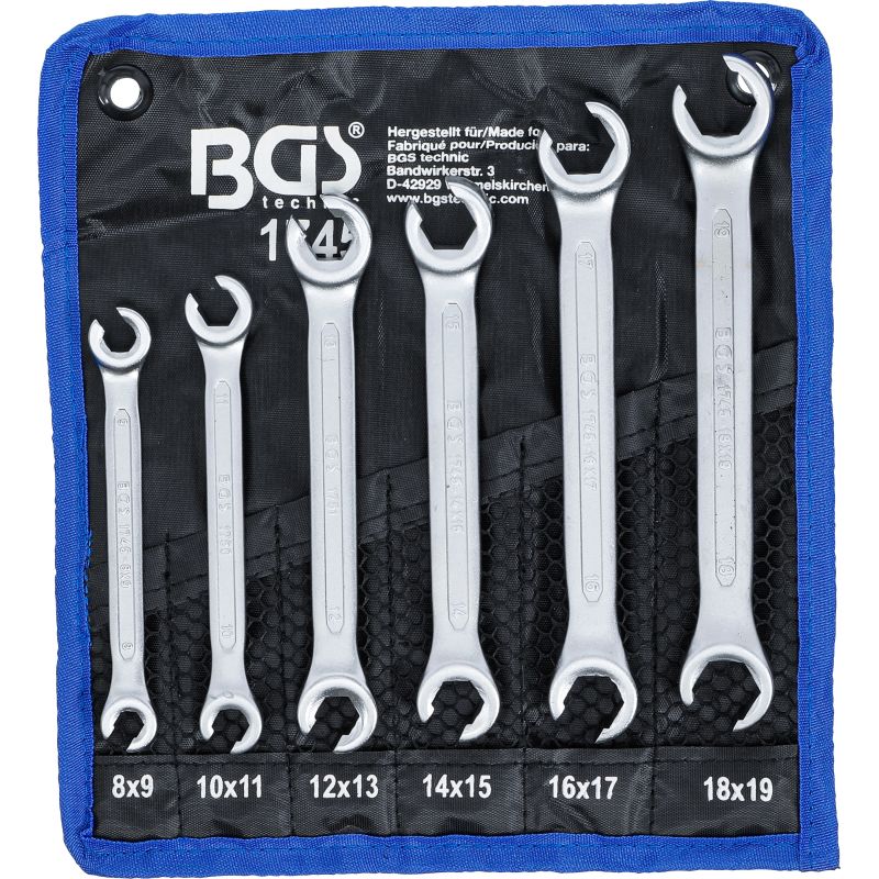 Double Ring Spanner Set, open Type - 8 x 9 - 18 x 19 mm - 6 pcs.