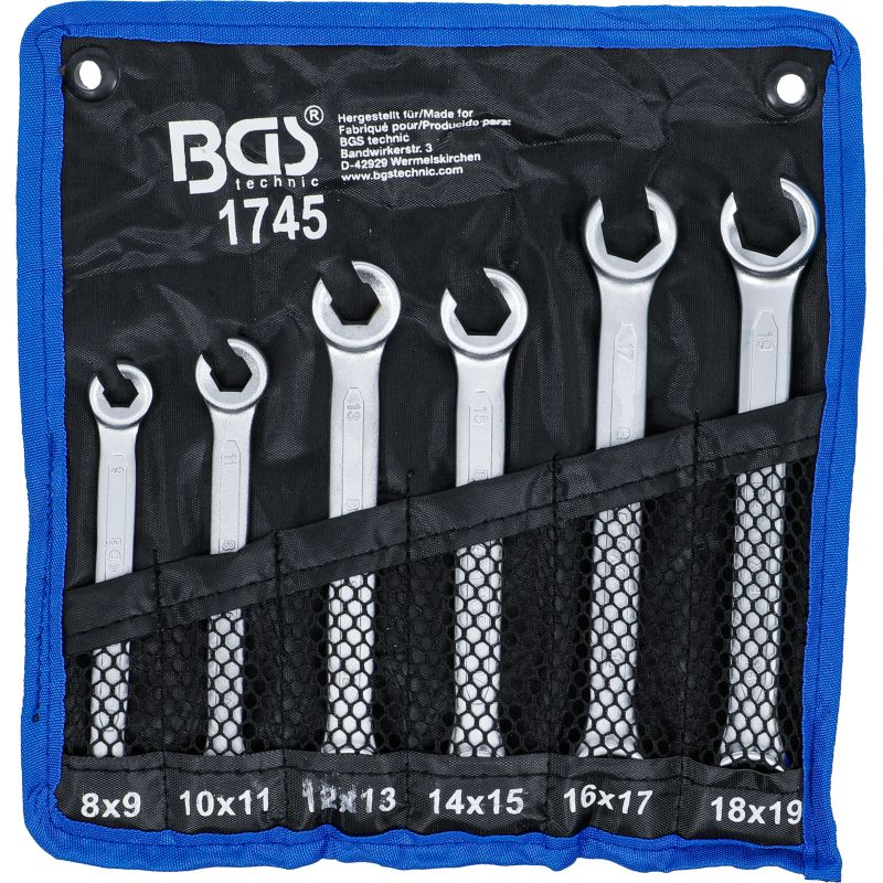 Double Ring Spanner Set, open Type - 8 x 9 - 18 x 19 mm - 6 pcs.
