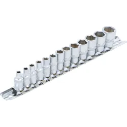 Socket Set, Hexagon - 6.3 mm ,1-4, Drive - 4 - 14 mm - 13 pcs.