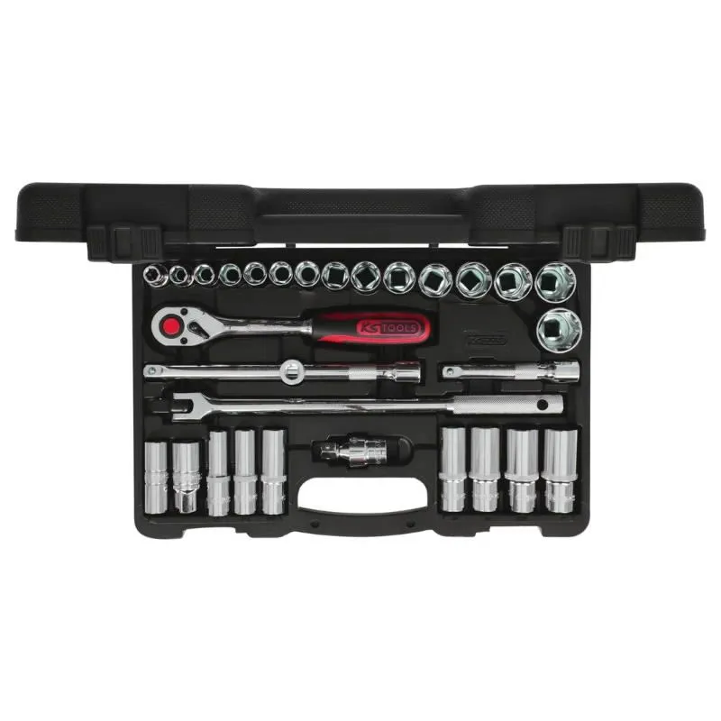 1-2 CHROME+ uzgriežņu galvu komplekts, collu izmēri 30pcs, KS Tools