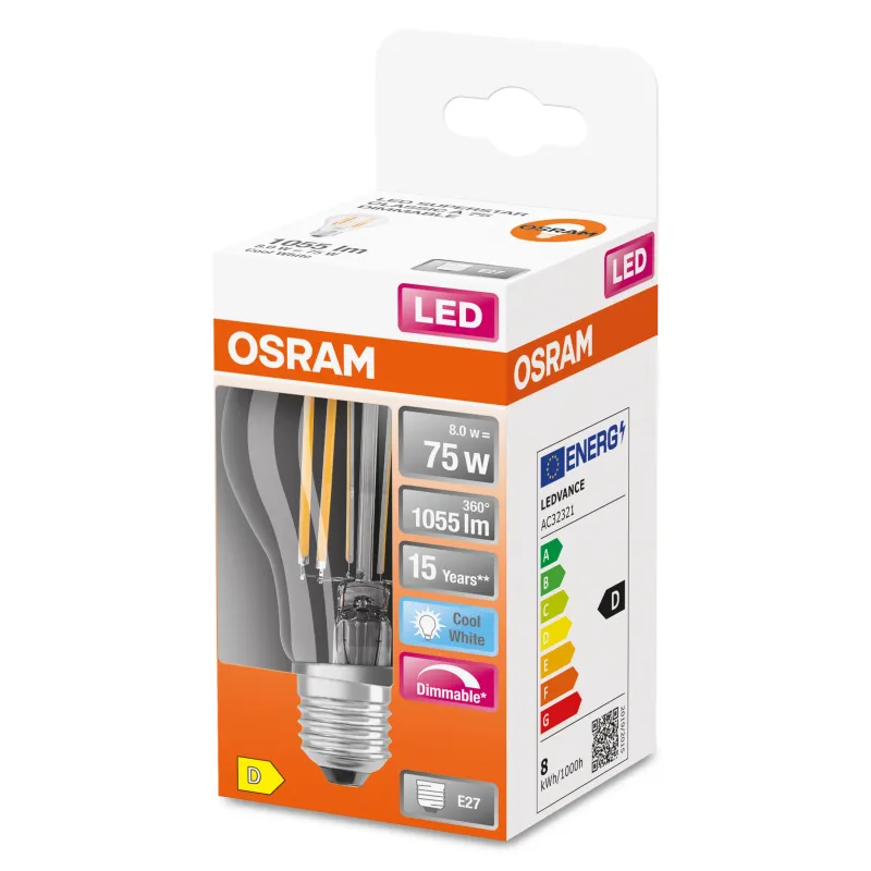 Spuldze Osram LED, E27, balta krās., E27, 9 W, 1055 lm