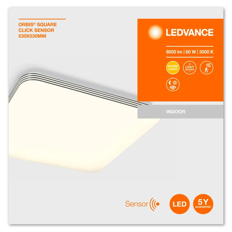 Lampa griesti Ledvance Orbis Square 4058075472839, LED, 3000 °K, 1 x 60 W