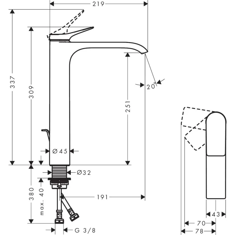Izlietņu jaucējkrāns Hansgrohe Vivenis, bronzas