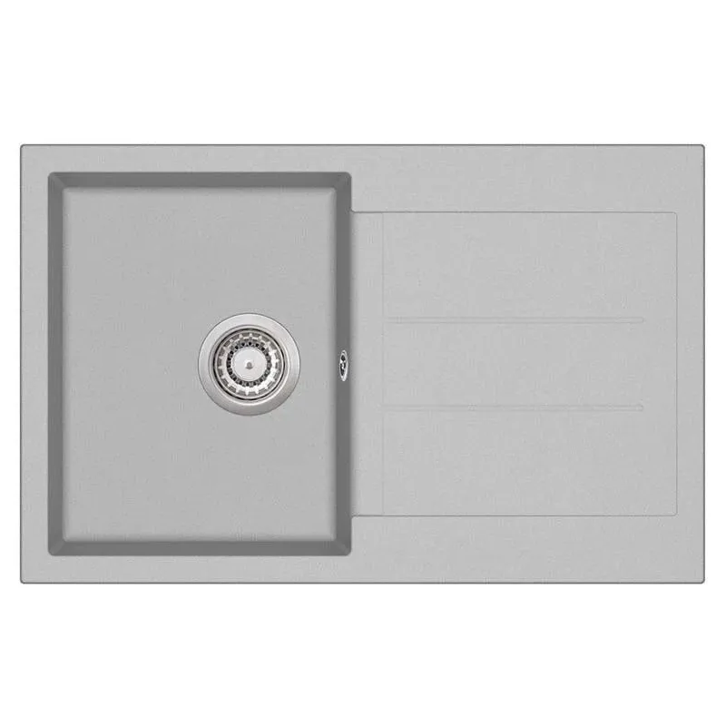 Virtuves izlietne Aquasanita Tesa SQT101-202AW, akmens masa, 78 cm x 50 cm x 20 cm, pelēka