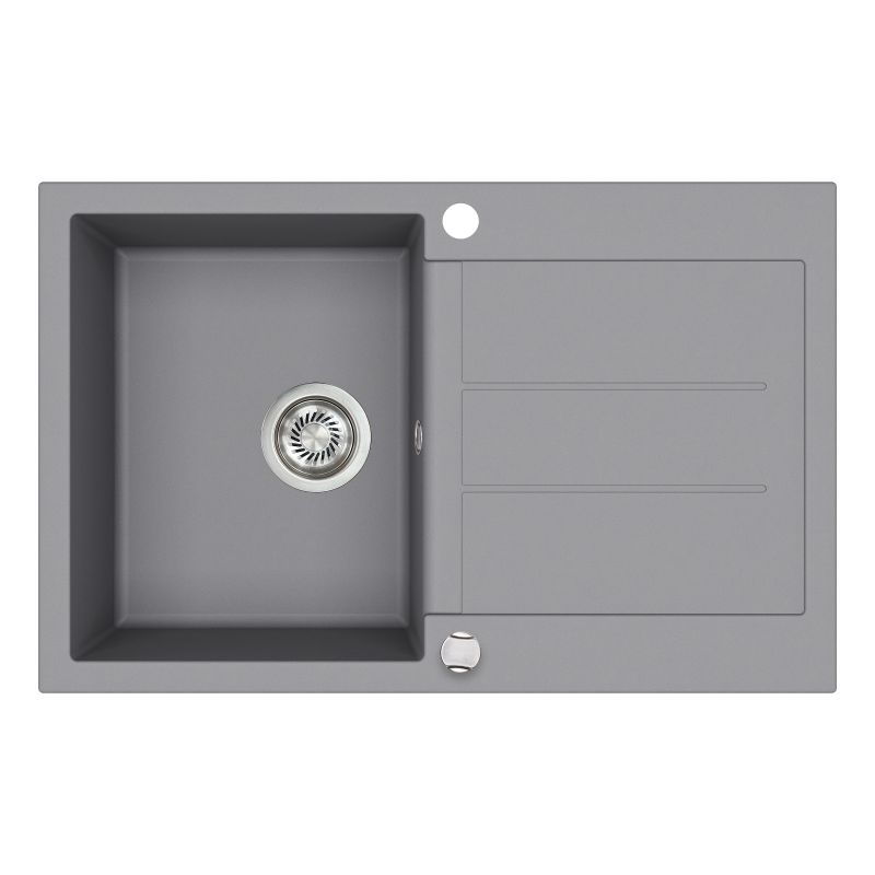 Virtuves izlietne Aquasanita Tesa SQT101-202AW, akmens masa, 78 cm x 50 cm x 20 cm, pelēka