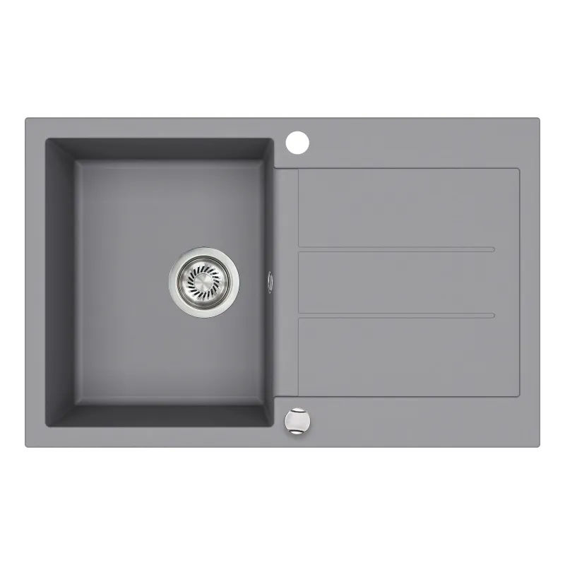 Virtuves izlietne Aquasanita Tesa SQT101-202AW, akmens masa, 78 cm x 50 cm x 20 cm, pelēka