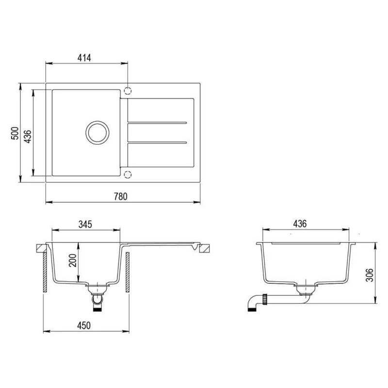Izlietne helika tesa sqt101-202aw