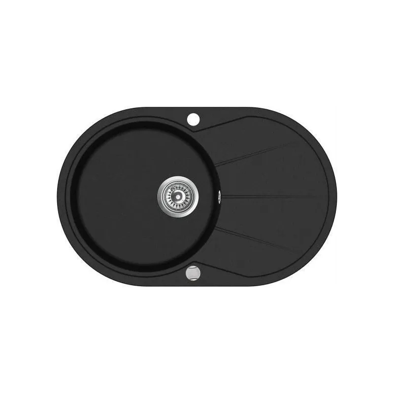 Virtuves izlietne Aquasanita SR101, akmens masa, 78 cm x 50 cm x 19.5 cm, melna krās.