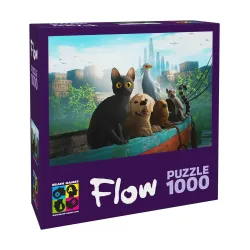 Puzle Brain Games Flow Cat, Dog, Capibara, Bird, Lemur on the Boat, 68.2 cm x 48.2 cm, 1000 gab.