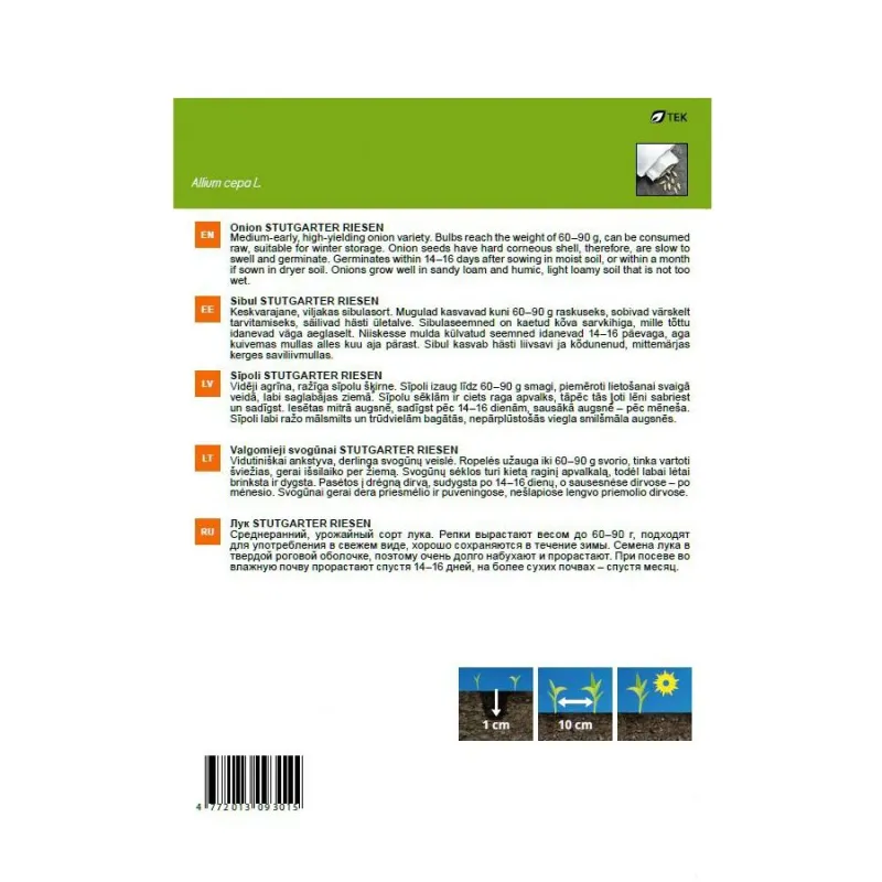 Sēklas Garden Center, sīpoli Stuttgarter Riesen, 1.5 g