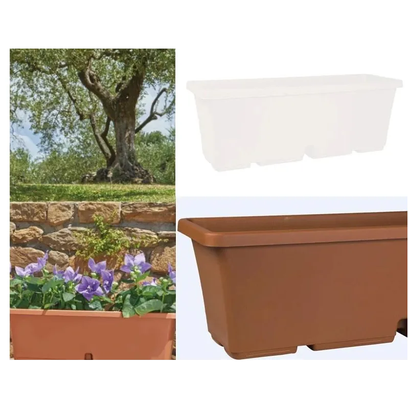 Puķu pods Domoletti TBTISB40-110, plastmasa, 40 cm x 17 cm, balta krās.