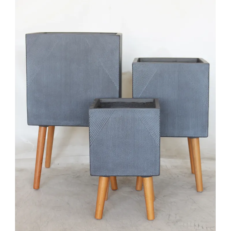 Puķu pods Domoletti LT24784T-3S, keramika-māls, pelēka krās.