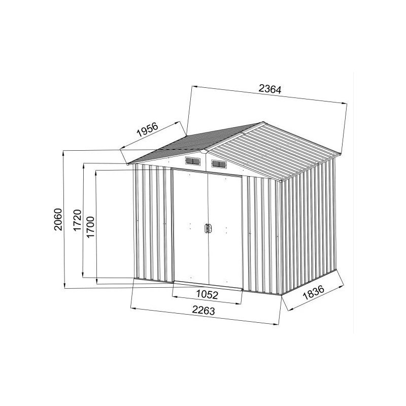 Šķūnis-novietne sd-x0608-h170 3.66m2