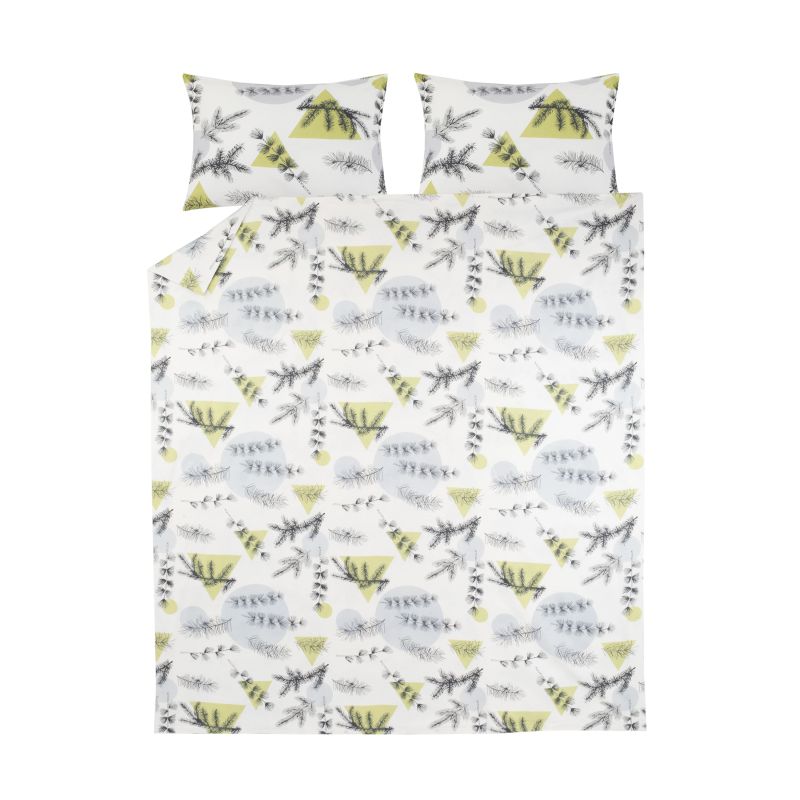 Gultas veļas komplekts Domoletti Flannel Forest, balta krās.-pelēka krās., 200 x 220 cm